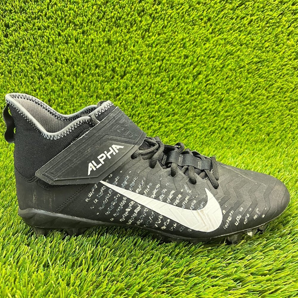 Nike Alpha Menace Pro 2 Mens Size 12 Black Athletic Running Football Cleats